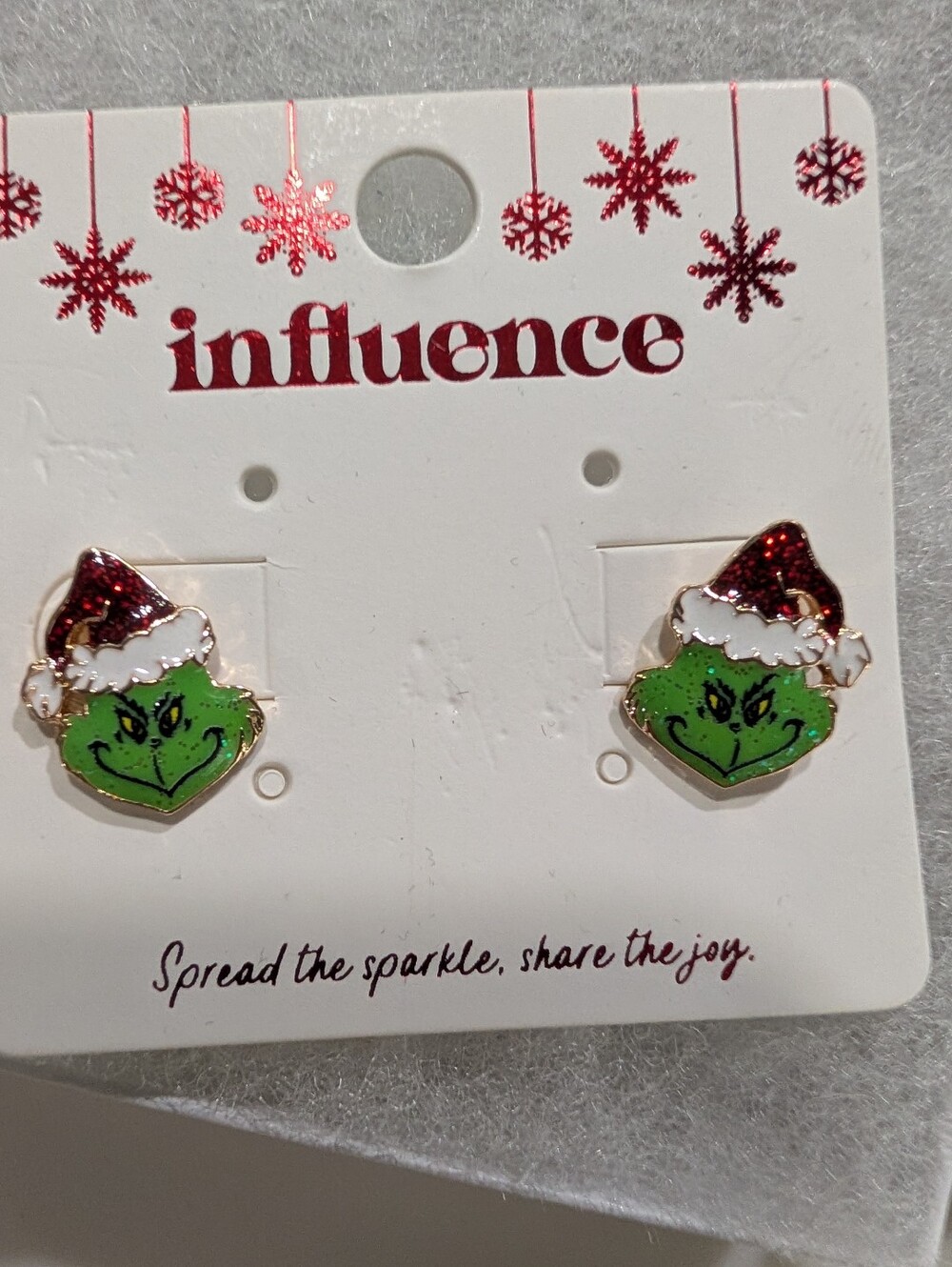 Green Grinch Santa Hat Stud Earrings {NIB}